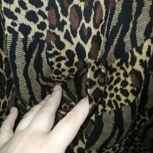 VINTAGE Y2K Leopard Print Neutral Button Front Bomber Jacket / Blazer Sz Medium - Picture 5 of 16